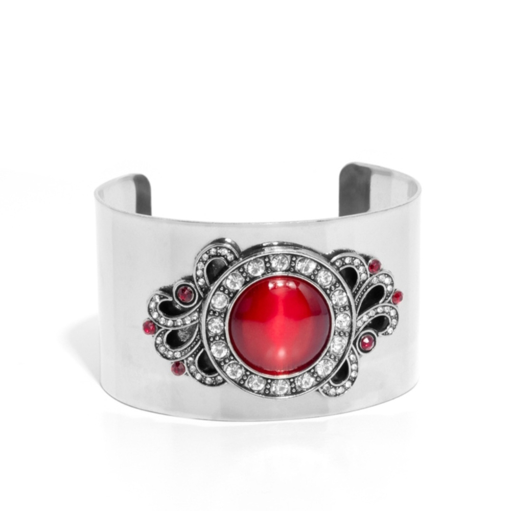 Paparazzi Silver Bracelet with Red Gem